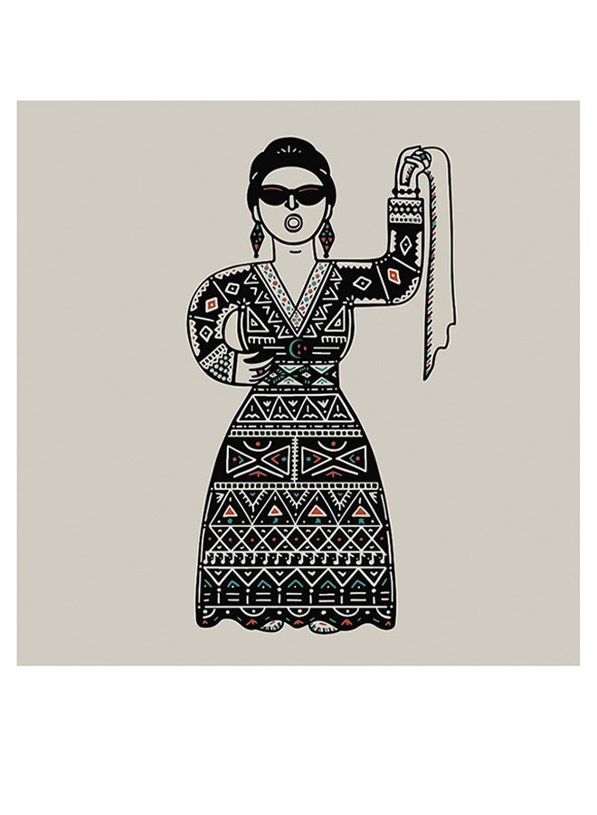 RYN Um Kulthum Themed Wall Art Grey/Black/Yellow 30x30cm - Image 1