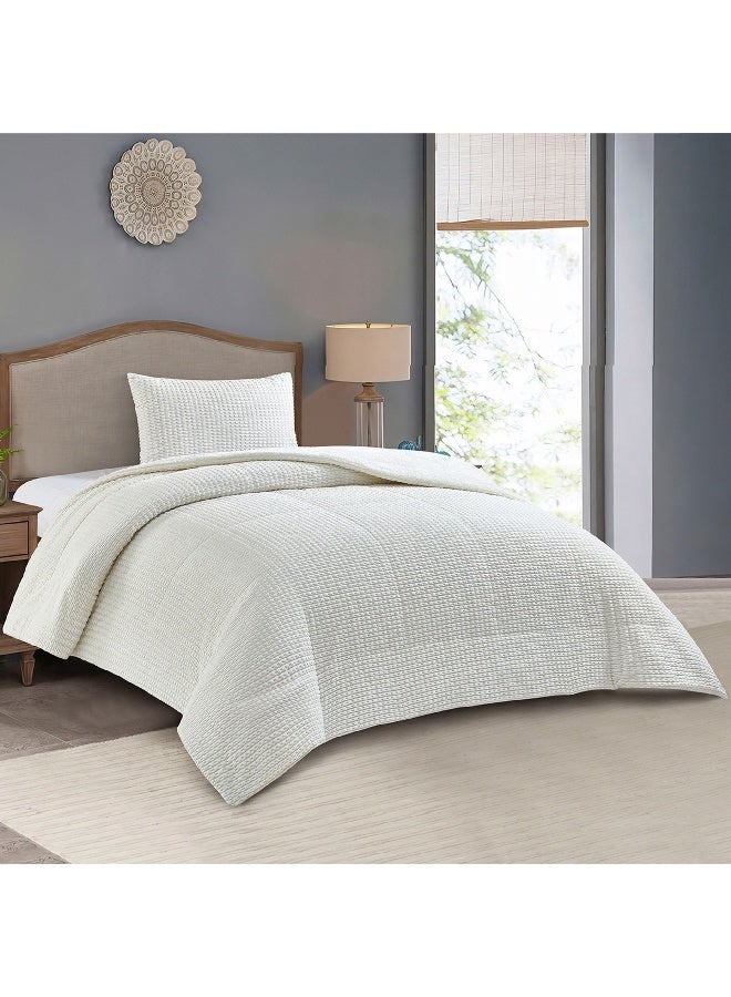 Home Box Bern Milo 2-Piece Embossed Flannel Twin Comforter Set 220 x 150 cm - Image 2