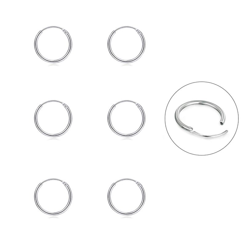 EPIRORA Silver Hoop Earrings- Cartilage Endless Small Hoop Earrings Set for Women Men, 3 Pairs of Hypoallergenic 925 Sterling Silver Tragus Earrings Nose Lip Rings (3 Pairs(8mm*3)) - Image 1