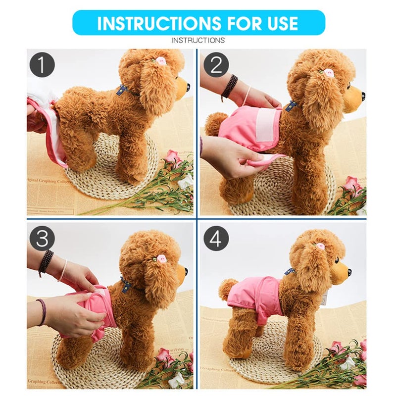 Qpets® حفاضات للكلاب الإناث، عبوة 2 للاستخدام المنزلي، حفاضات ناعمة قابلة لإعادة الاستخدام للكلاب الإناث، امتصاص الماء 160 مل، حفاضات مريحة قابلة لإعادة الاستخدام للكلاب الإناث والجرو (L، محيط الخصر الموصى به 19''-27'') - Image 5