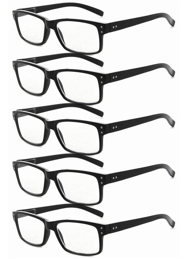 Eyekepper 5 Pack Reading Glasses for Men Spring Hinges Classic Readers Black Frame +2.00  - Image 1
