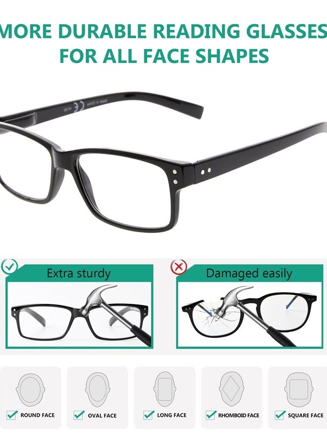 Eyekepper 5 Pack Reading Glasses for Men Spring Hinges Classic Readers Black Frame +2.00  - Image 4