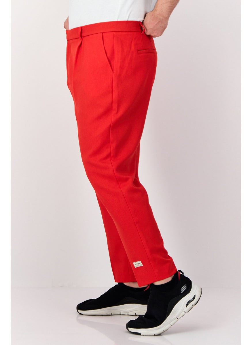 The Giving Movement - Men Regular Fit Brand Logo Straight Leg Pants, Red - Image 1