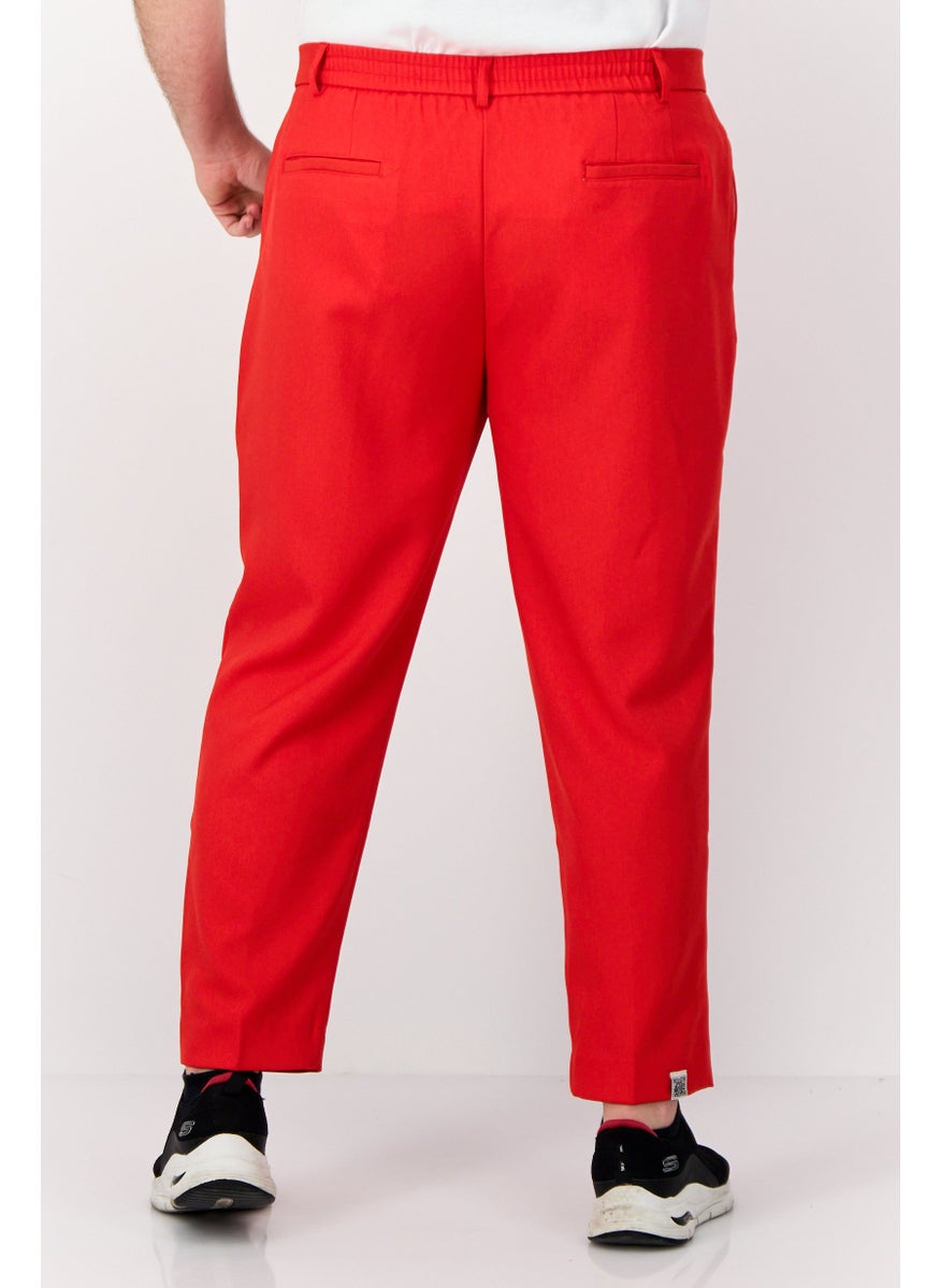 The Giving Movement - Men Regular Fit Brand Logo Straight Leg Pants, Red - Image 1