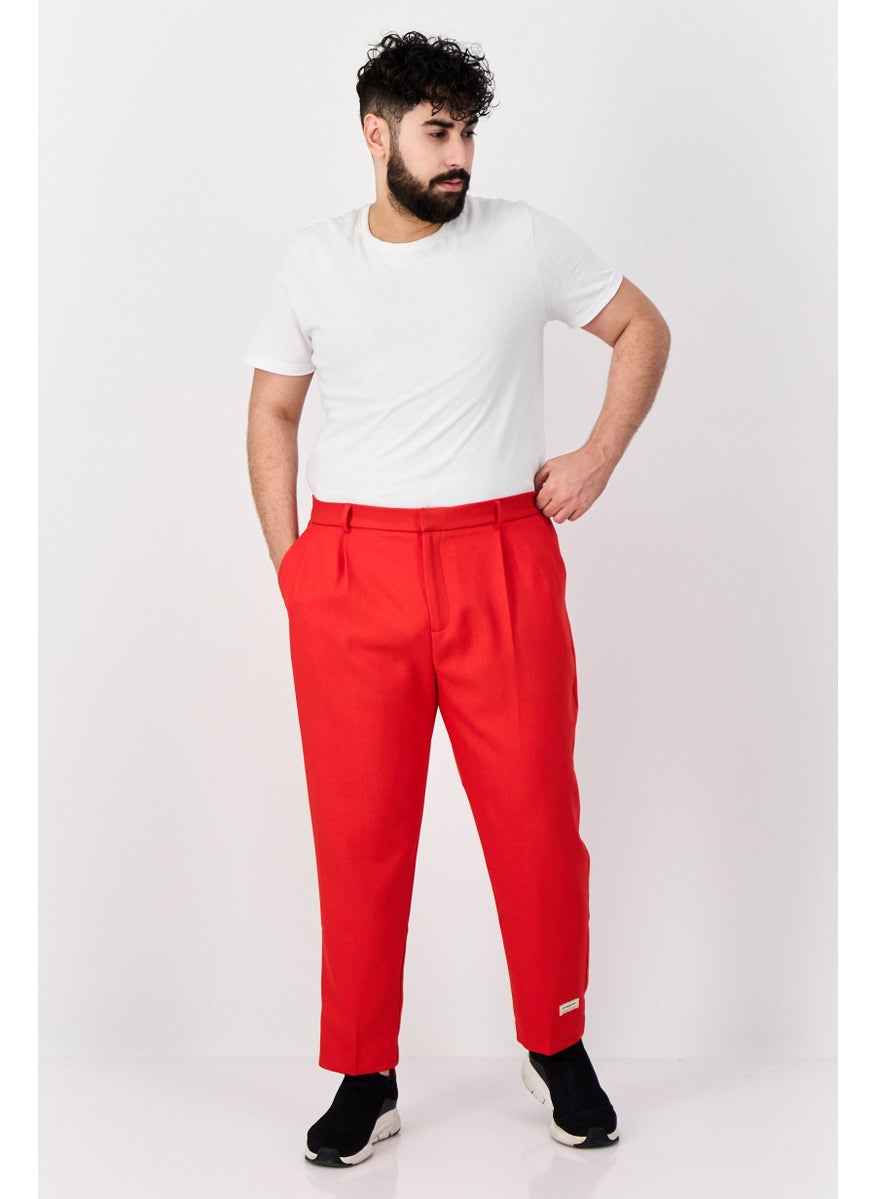 The Giving Movement - Men Regular Fit Brand Logo Straight Leg Pants, Red - Image 1
