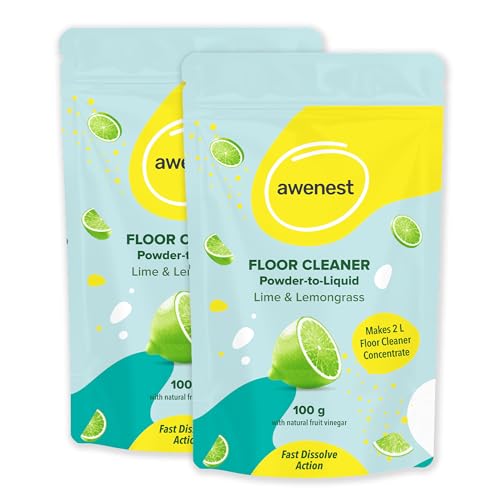 awenest No-Toxin, Plant Based Powder-to-Liquid Floor Cleaner | Makes 4 Liter | Fast Dissolve Action | Citrus, Lime, Lemongrass | No Ammonia, SLES | Natural, Biodegradable, Eco-Friendly, Herbal | Tough On Stains - Image 1
