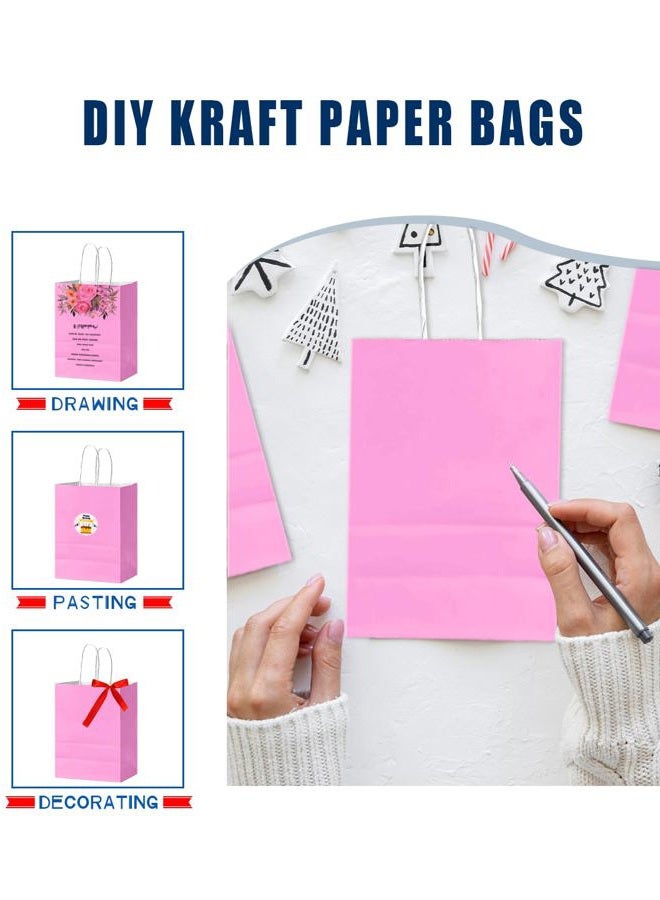 Bakepacker 24Pcs Paper Gift Bag with Handles Bulk Sakura Pink Paper Bags Multiple Uses (8.3"x6"x3.15", Small Size) - Image 2