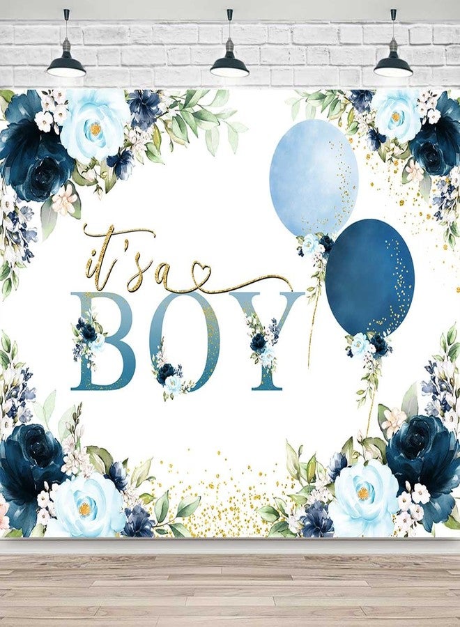 Sensfun It's A Boy Baby Shower Backdrop Navy Blue Floral Watercolor Balloons Baby Shower Party Decorations Glitter Gold Dots Baby Shower Cake Table Banner Photoshoot Photography Background 7x5ft - Image 5
