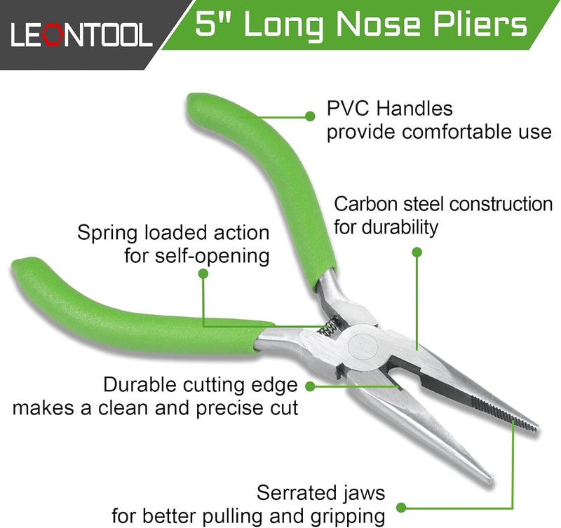 LEONTOOL Long Fine Needle Nose Pliers with Cutter, Teeth, Chain Nose Pliers for Jewelry Making & Repair - Image 2