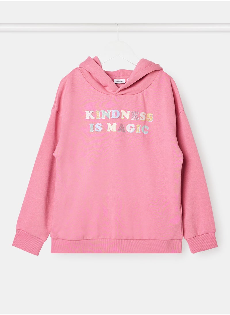 NAME IT - Girls Slogan Hoodie - Image 1