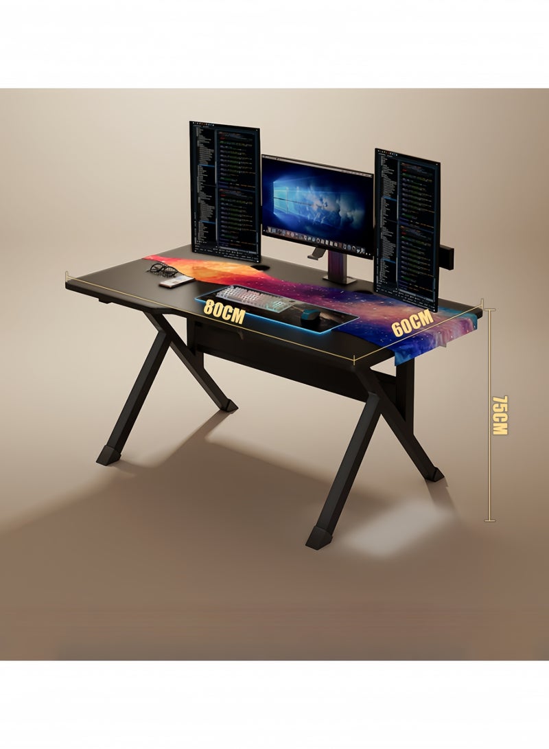 GGEROU Gaming Desk 100cm Home Computer Desk Minimalist style Computer Gamer Table with Carbon Fiber Desktop Ergonomic Home Office Computer Desk 80x60x75cm(Without Host Bracket) - Image 2