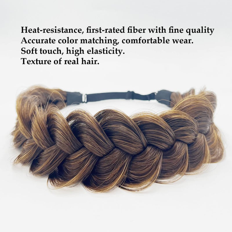 TOECWEGR Synthetic Hair Braided Headband Classic Wide Strands Wedding Disorderly Fluffy Braids Wig Band Women Beauty Accessory - Image 4
