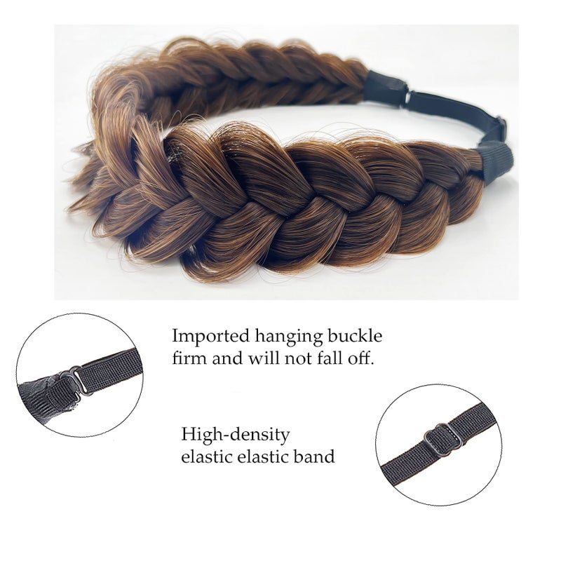TOECWEGR Synthetic Hair Braided Headband Classic Wide Strands Wedding Disorderly Fluffy Braids Wig Band Women Beauty Accessory - Image 3