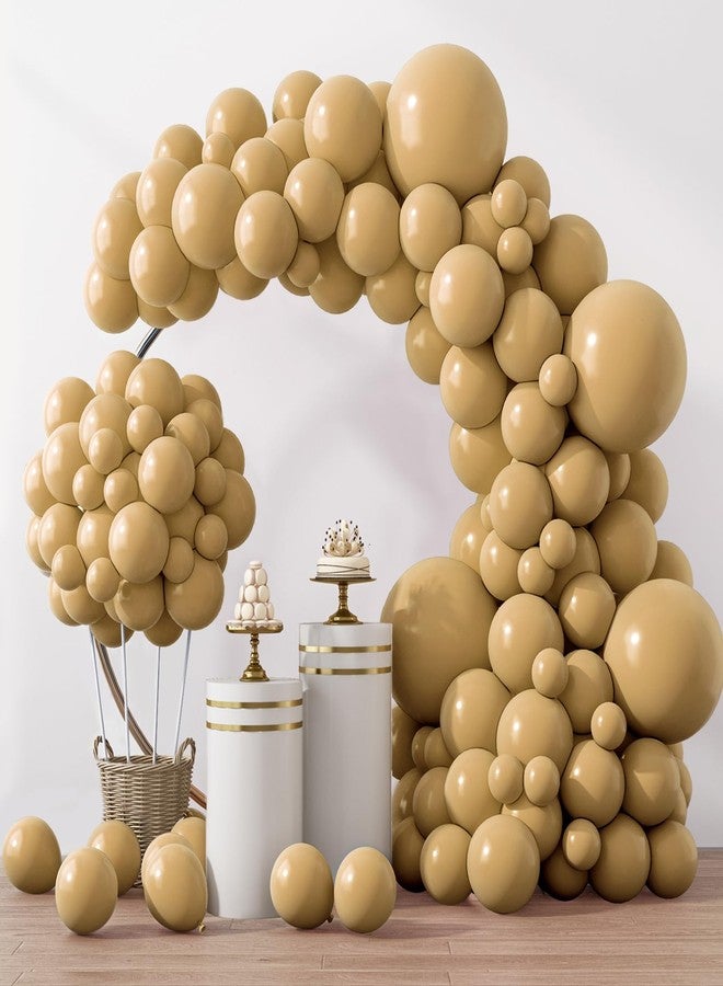 RUBFAC 129pcs Light Brown Balloons Different Sizes 18 12 10 5 Inch Latex Tan Balloon Kit for Birthday Party Baby Shower Wedding Anniversary Decoration - Image 1