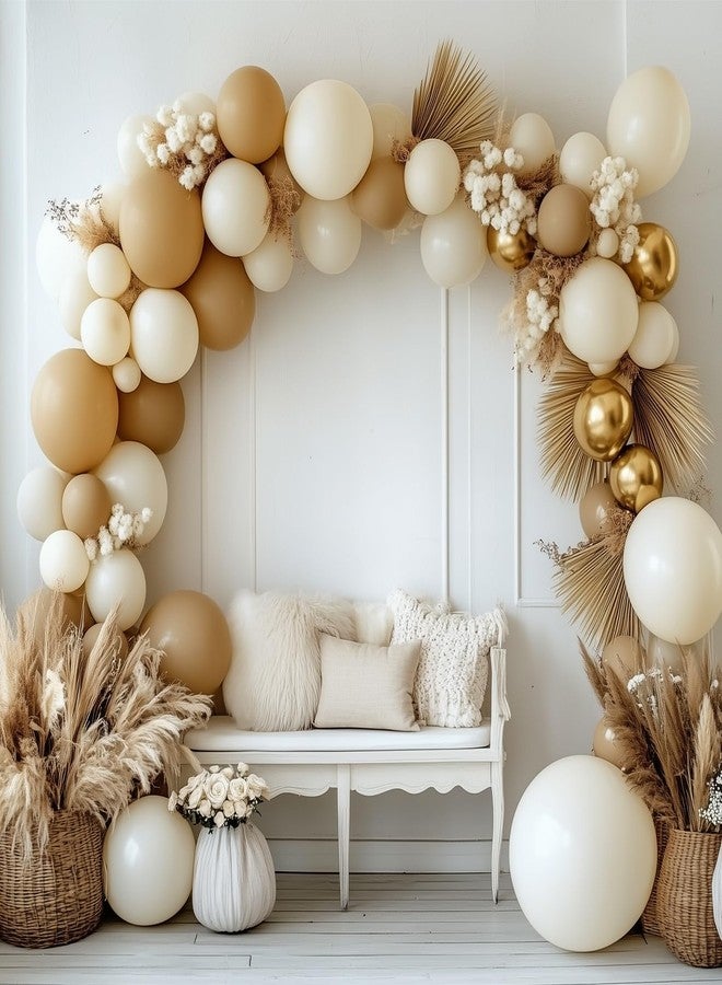 RUBFAC 129pcs Light Brown Balloons Different Sizes 18 12 10 5 Inch Latex Tan Balloon Kit for Birthday Party Baby Shower Wedding Anniversary Decoration - Image 5