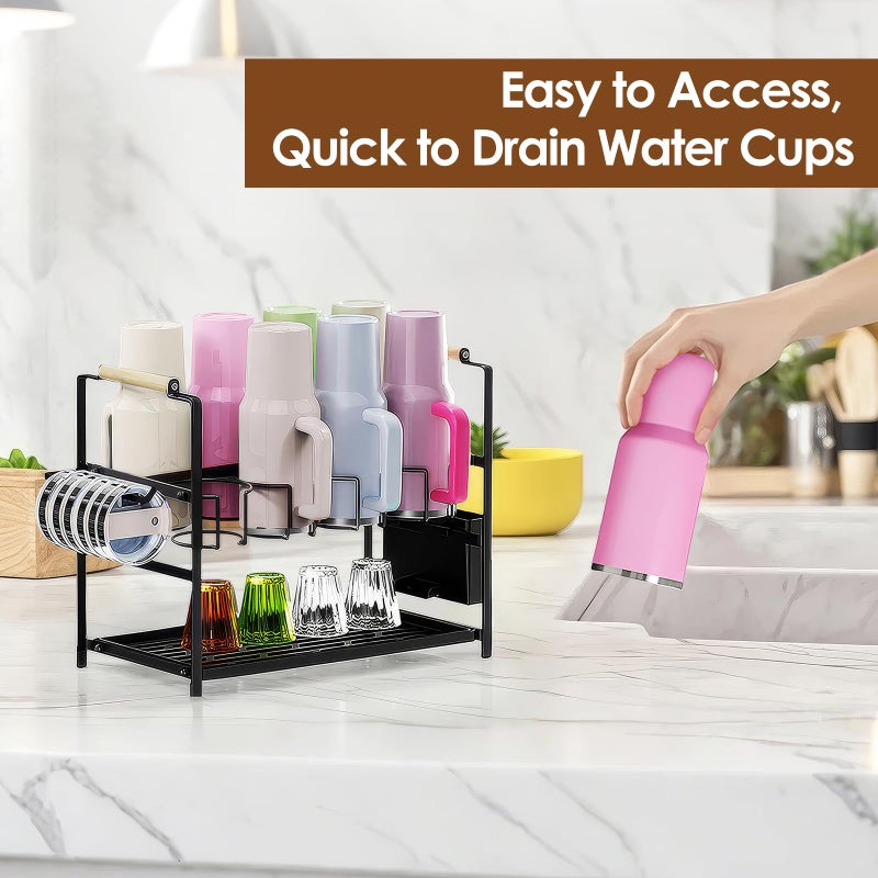 Housolution Water Bottle Organizer Drying Rack for 40 oz Tumbler with Handle, Multifunctional Cup Storage Holder Compatible with Stanley, Owala, Simple Modern and Other Brands, 8 Slots (Patented) - Image 3