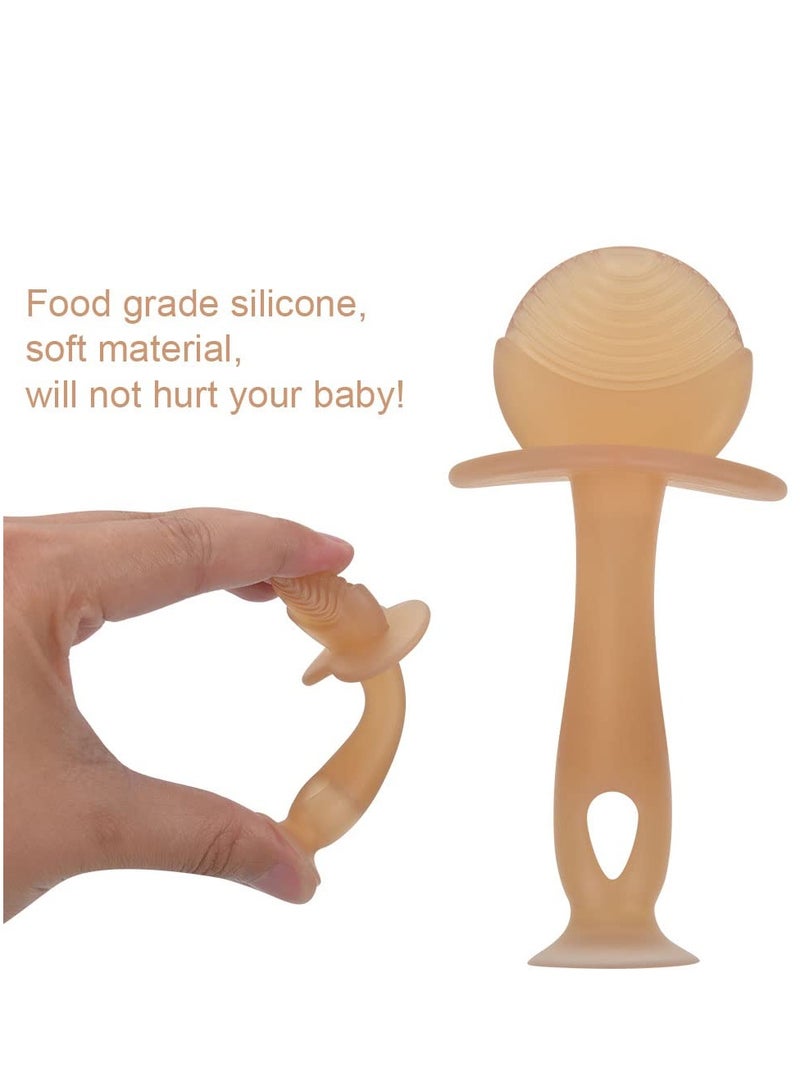 Bebiland 2PCS Teether Toy Silicone Baby Teether with Suction Cup, Baby Teething Toy with 2 Anti-Lost Chain, Teething Ring for 2 Months Above Infant Sore Gums Pain Relief (Brown)  - Image 5