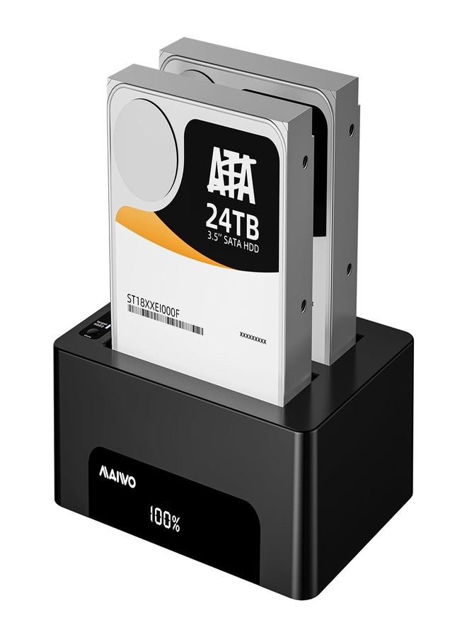 MAIWO Dual Bay Hard Drive Docking Station with Offline Clone for 2.5 3.5 Inch SATA HDD SSD, USB 3.0 5Gbps Speed with UASP, 48TB Capacity, External Hard Drive Duplicator Cloner - Image 1