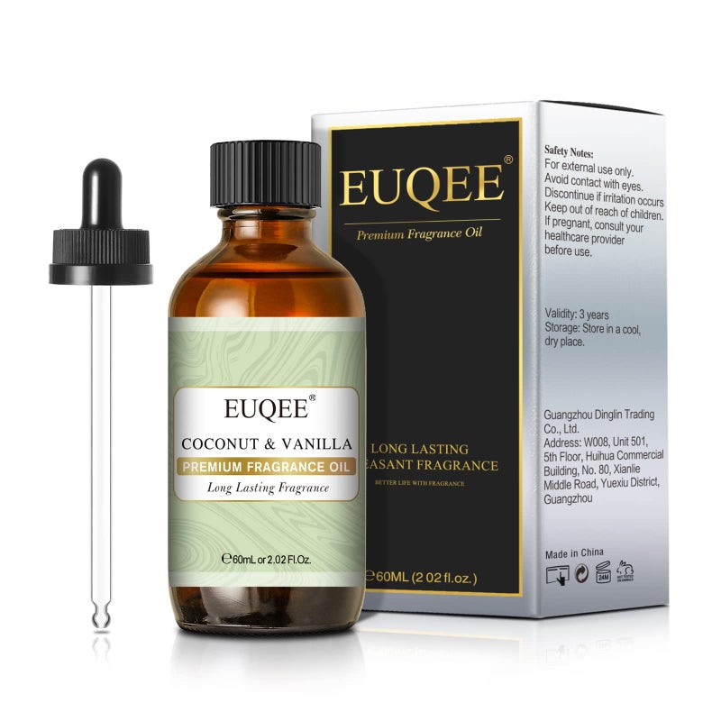 EUQEE Coconut & Vanilla Fragrance Oils, Premium Essential Oils with Glass Dropper for Diffusers, Candle & Soap Making, Bath Bombs (2.02 Fl oz/60 ml) - Image 1