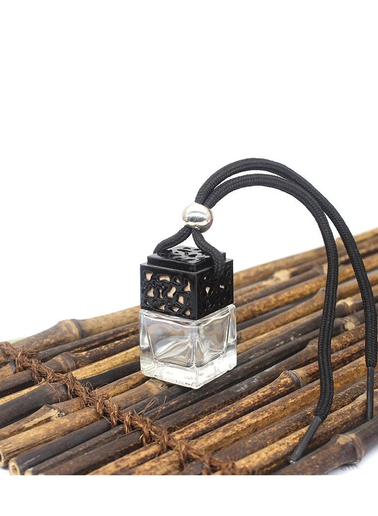 Excefore 4Pcs Car Hanging Type Perfume Empty Glass Bottle Essential Oil Diffuser Air Freshener Gadget Mini Jewelry Pendant 10 ml(Black) - Image 1