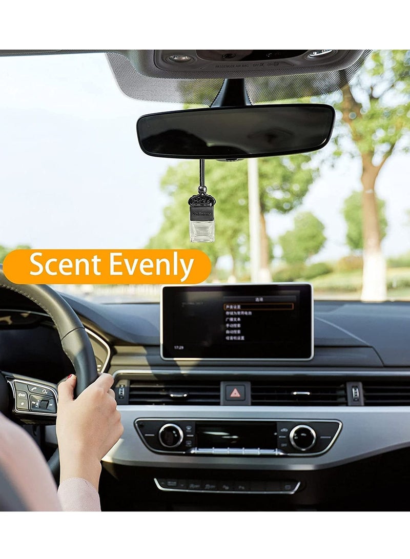 Excefore 4Pcs Car Hanging Type Perfume Empty Glass Bottle Essential Oil Diffuser Air Freshener Gadget Mini Jewelry Pendant 10 ml(Black) - Image 2
