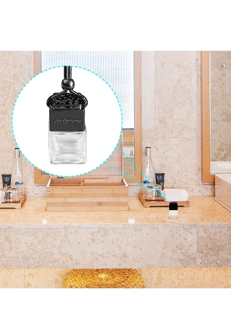 Excefore 4Pcs Car Hanging Type Perfume Empty Glass Bottle Essential Oil Diffuser Air Freshener Gadget Mini Jewelry Pendant 10 ml(Black) - Image 5