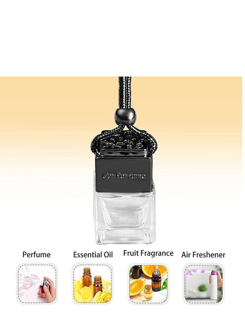 Excefore 4Pcs Car Hanging Type Perfume Empty Glass Bottle Essential Oil Diffuser Air Freshener Gadget Mini Jewelry Pendant 10 ml(Black) - Image 3