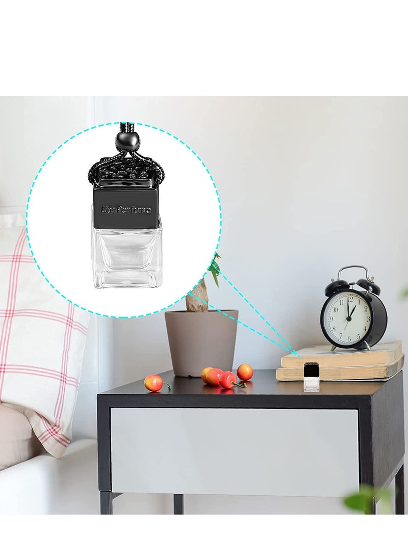Excefore 4Pcs Car Hanging Type Perfume Empty Glass Bottle Essential Oil Diffuser Air Freshener Gadget Mini Jewelry Pendant 10 ml(Black) - Image 4