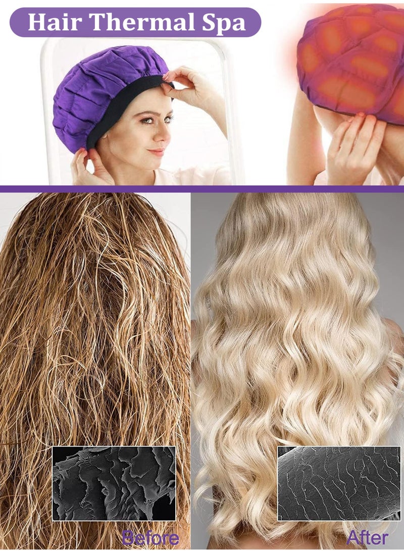 YIM-VIBEHAUS Deep Conditioning Microwavable Heat Cap, Hot Head Cap to Hydrate, Moisturize and Condition, 100% Natural Cotton Flaxseed Seed Interior (Purple) - Image 3
