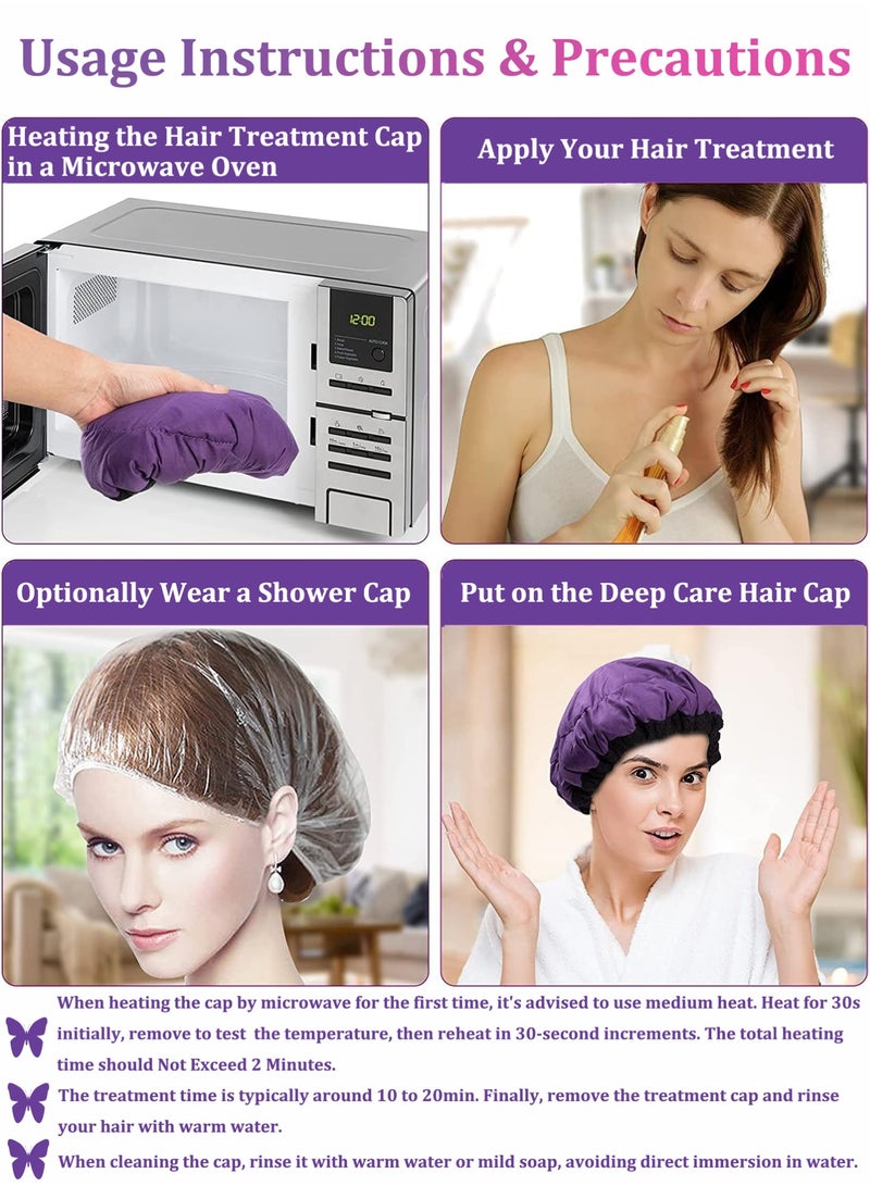 YIM-VIBEHAUS Deep Conditioning Microwavable Heat Cap, Hot Head Cap to Hydrate, Moisturize and Condition, 100% Natural Cotton Flaxseed Seed Interior (Purple) - Image 5