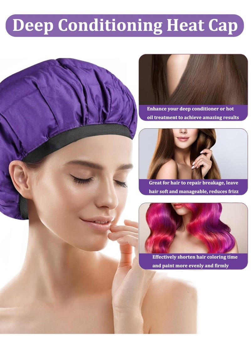 YIM-VIBEHAUS Deep Conditioning Microwavable Heat Cap, Hot Head Cap to Hydrate, Moisturize and Condition, 100% Natural Cotton Flaxseed Seed Interior (Purple) - Image 4