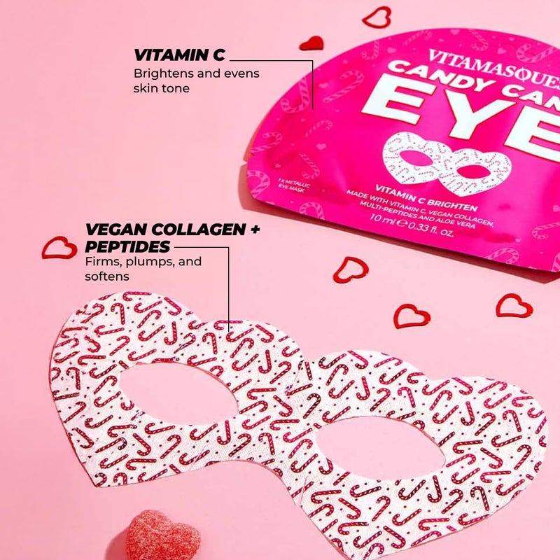 Vitamasques Candy Cane Vitamin C Eye Mask 3 Pack - Korean Skin Care Eye Mask with Aloe Vera to Reduce Puffy Eyes - Image 5
