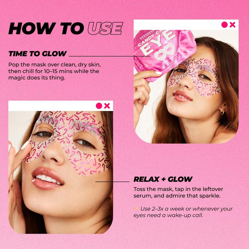 Vitamasques Candy Cane Vitamin C Eye Mask 3 Pack - Korean Skin Care Eye Mask with Aloe Vera to Reduce Puffy Eyes - Image 4