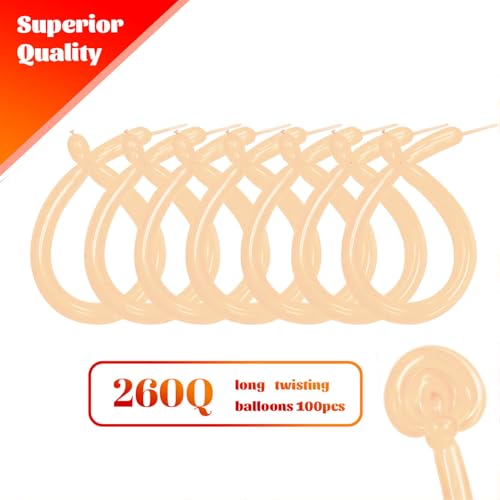 KAWKALSH 260 Nude Long Balloons for Balloon Garland Thickening Skinny Latex Twisting Animals Modeling Christmas Birthday Wedding Party Festival Decorations 100pcs - Image 5