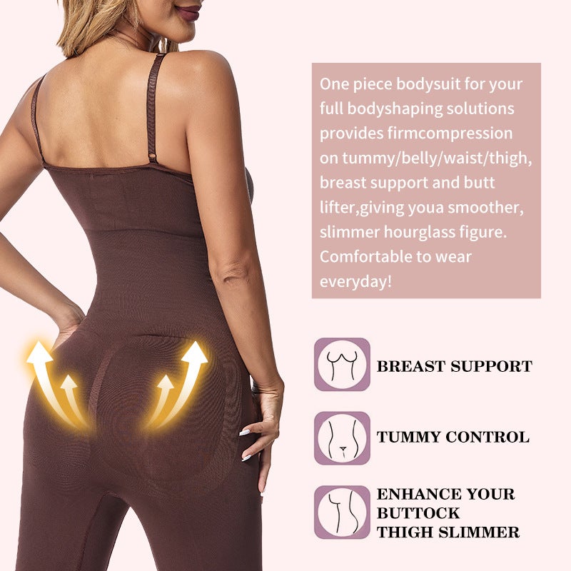 Plus Size One-Piece Boxer Tight Cropped Pants Open Crotch Pants Belly Contracting Corset Sling Postpartum Slimming Clothes Chest Support - Image 3