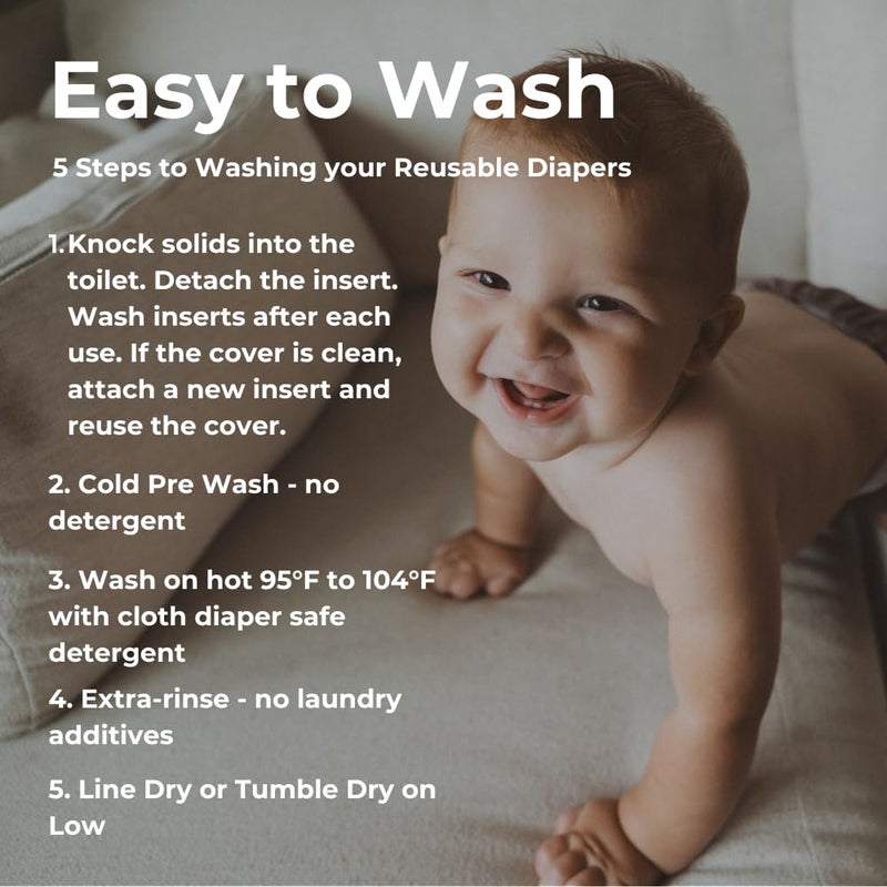 Nora's Nursery غطاء حفاضات قماش نورة، غطاء قابل لإعادة الاستخدام مع إغلاق بالضغط، غلاف للبطانات المسبقة، المسطحة، أو المجهزة، يتضمن حقيبة مبللة - ندى الصباح - Image 4