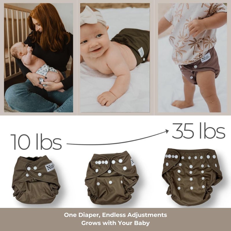 Nora's Nursery غطاء حفاضات قماش نورة، غطاء قابل لإعادة الاستخدام مع إغلاق بالضغط، غلاف للبطانات المسبقة، المسطحة، أو المجهزة، يتضمن حقيبة مبللة - ندى الصباح - Image 3