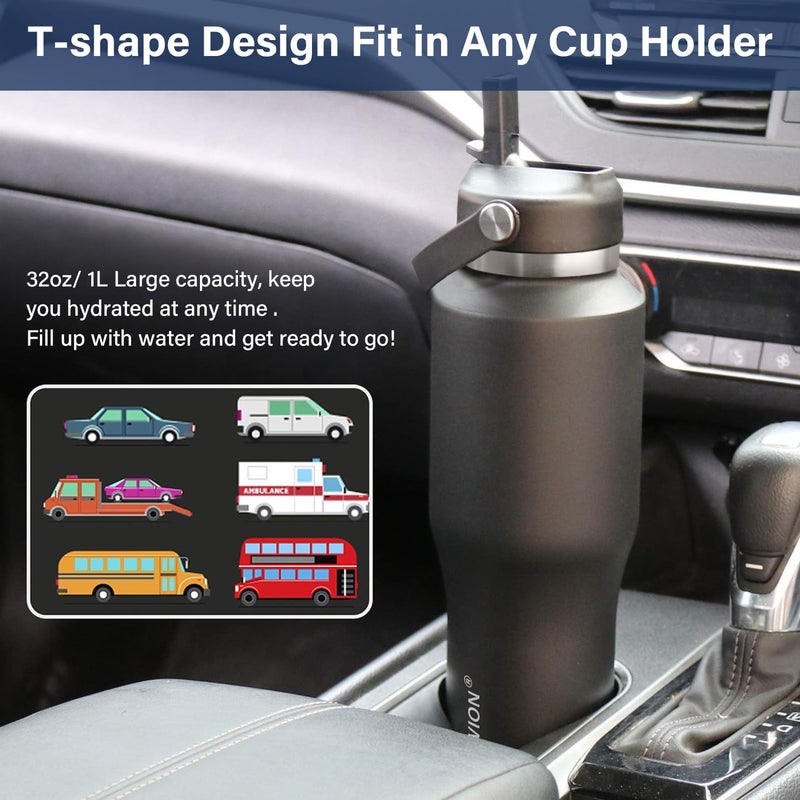 HYDROWION 32oz Stainless Steel Water Bottle(Cold for 48 Hrs, Hot for 24 Hrs), Double Wall Vacuum Insulated Water Flask with Straw Lid, Spout Lid and Flex Cap, Fit in Any Car Cup Holder, Cobalt - Image 5