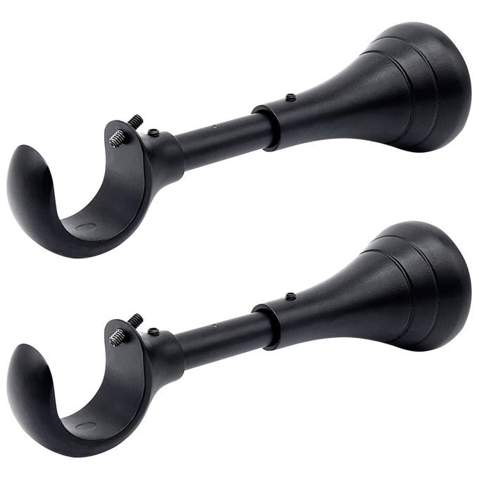 Heavy Duty Curtain Rod Brackets for Wall 6 inch Curtain Rod Brackets Extra Long Holder for Heavy Curtains for 34 to 1 inch Rods 2 pcs Extended Wall Mount Holders Set of Two Black