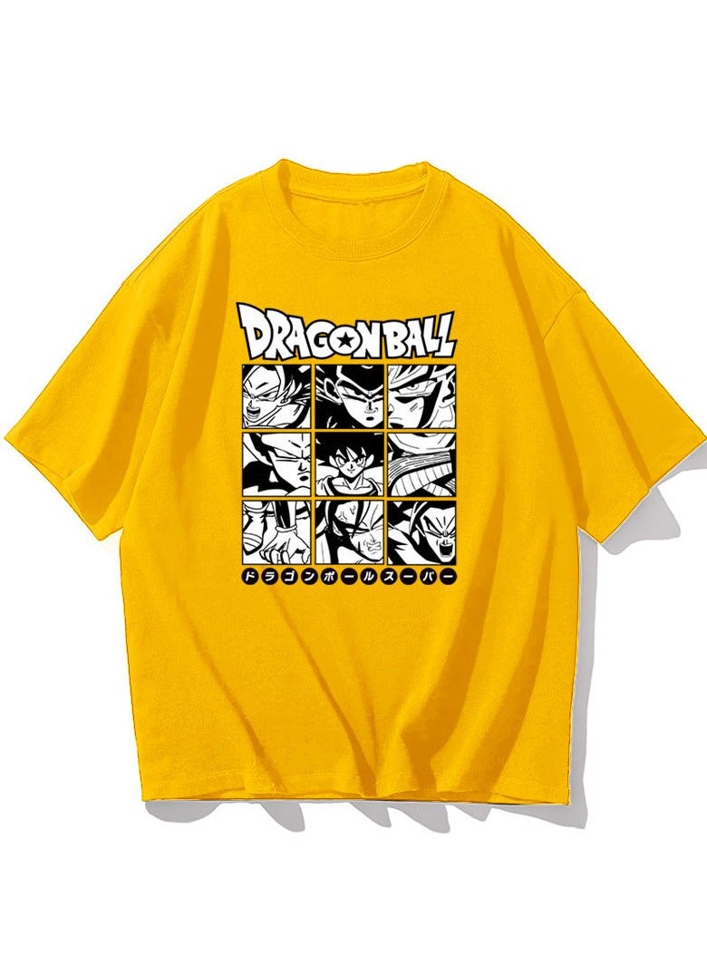 KUYING Black And White Dragon Ball Nine Palace Grid Casual Round Neck Short Sleeved Shirt  - Image 1