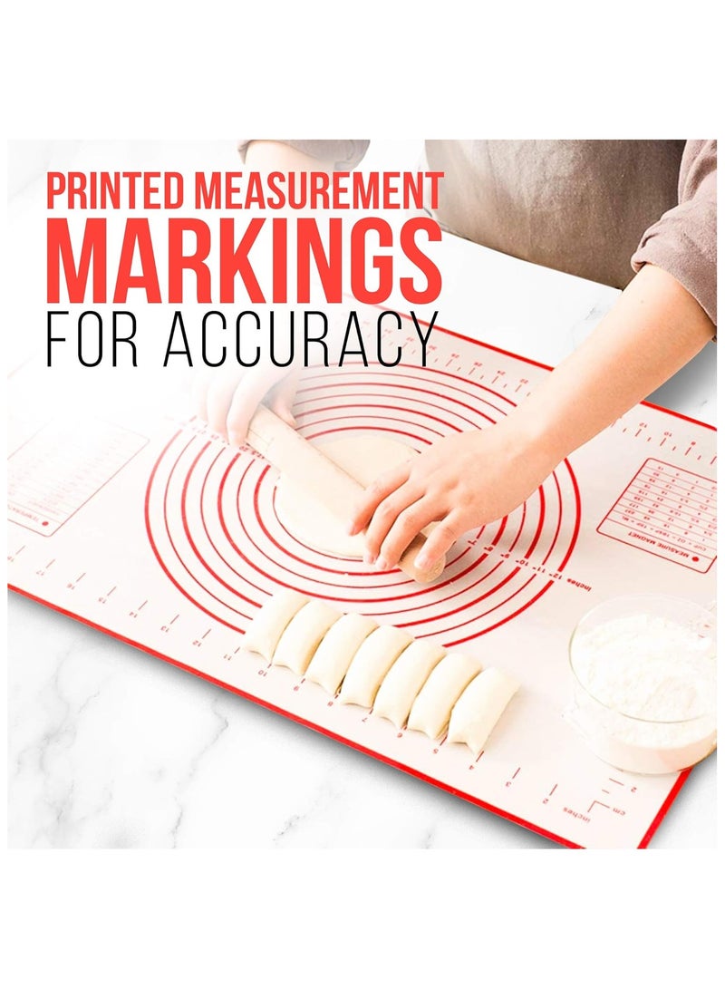 أم أم جاي حصيرة خبز سيليكون غير لاصقة مقاس كبير 60 × 40 سم، حصيرة قياس مصنوعة من الألياف الزجاجية مثالية للخبازين، ورقة وسادة العجن مقاومة للحرارة وآمنة للاستخدام في الفرن - Image 2