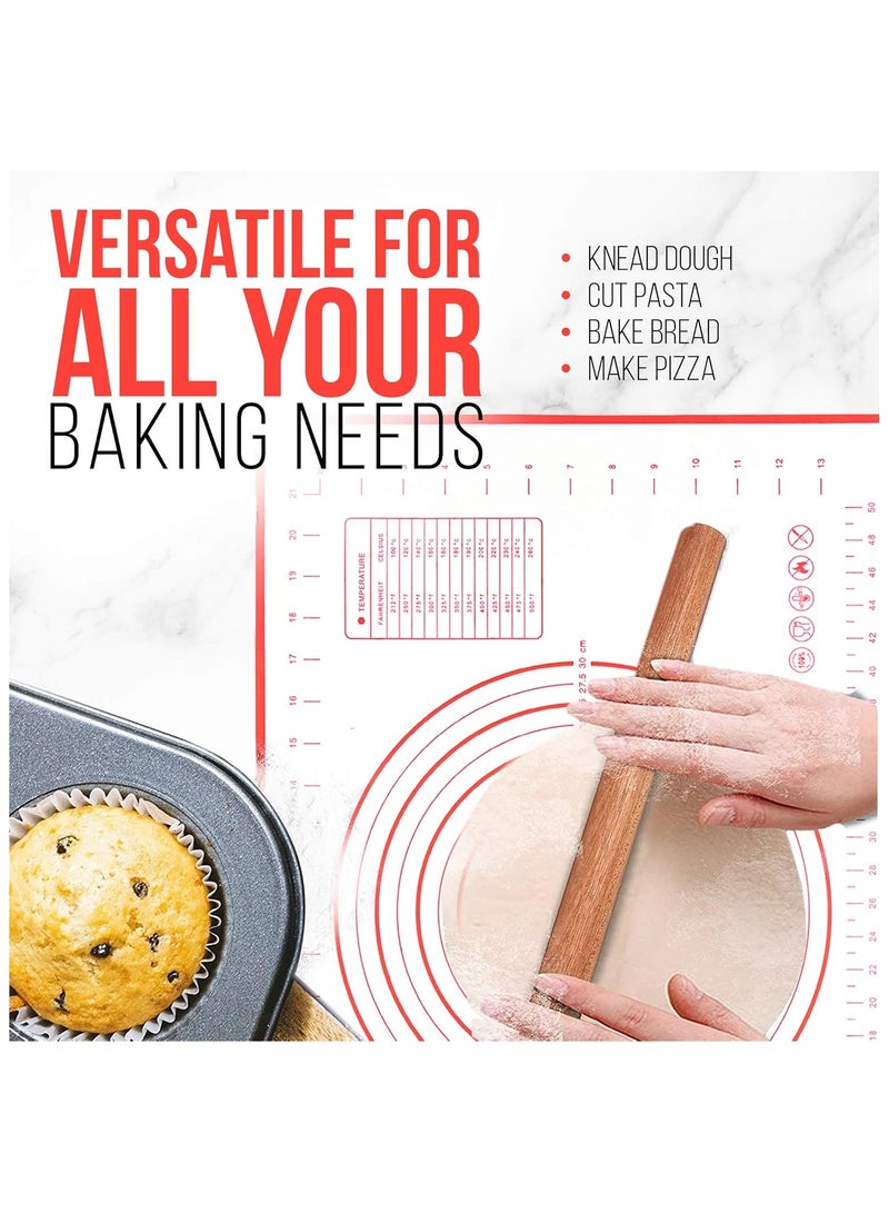 أم أم جاي حصيرة خبز سيليكون غير لاصقة مقاس كبير 60 × 40 سم، حصيرة قياس مصنوعة من الألياف الزجاجية مثالية للخبازين، ورقة وسادة العجن مقاومة للحرارة وآمنة للاستخدام في الفرن - Image 4