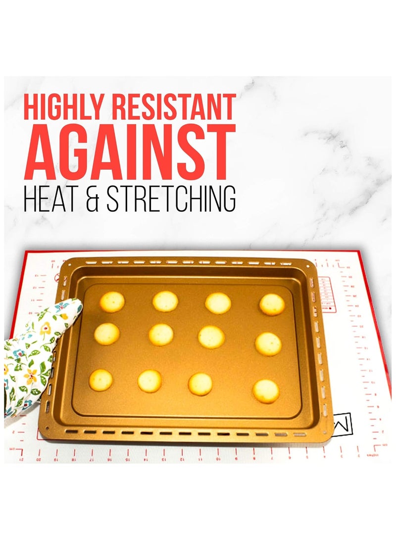 أم أم جاي حصيرة خبز سيليكون غير لاصقة مقاس كبير 60 × 40 سم، حصيرة قياس مصنوعة من الألياف الزجاجية مثالية للخبازين، ورقة وسادة العجن مقاومة للحرارة وآمنة للاستخدام في الفرن - Image 3