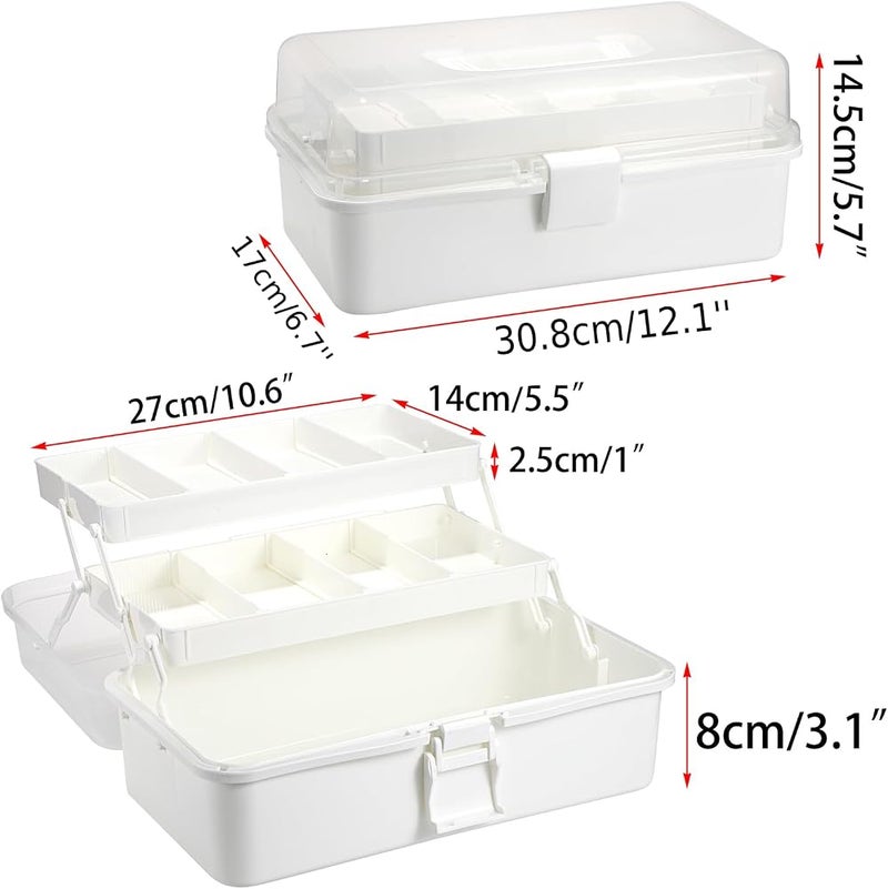 BTSKY 3-Layer Plastic Dividing Storage Box Craft Organizer and Storage with Adjustable Spacers Portable Handled Art Supply Organizer Multipurpose Home Utility Box for Medicine Box Sewing Box Organizer - Image 4