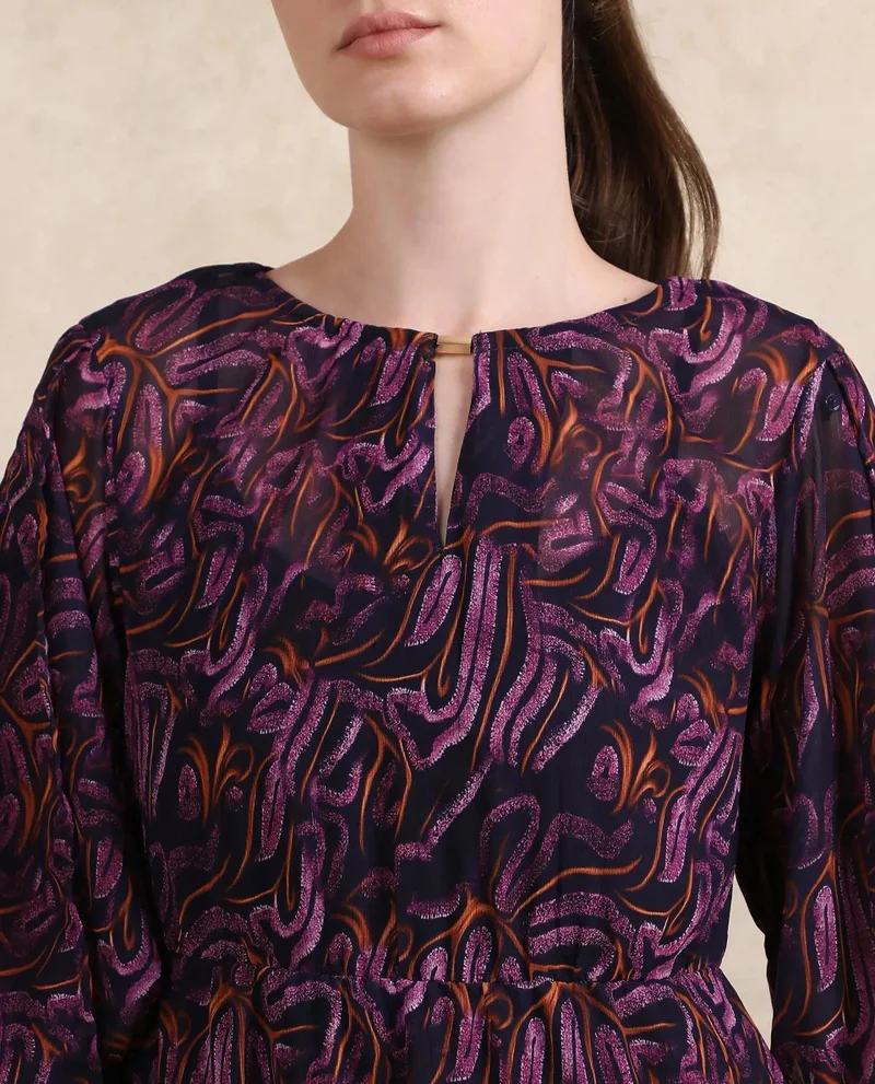 Rareism Women's Abstract Print Midi Dress