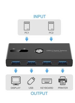 KASTWAVE KVM Switcher 4 Port USB Peripheral Switcher Box Hub for Mouse Keyboard Scanner Printer Laptop with one-Button Switch and 2 PCS USB 3.0 Cable  - Image 3