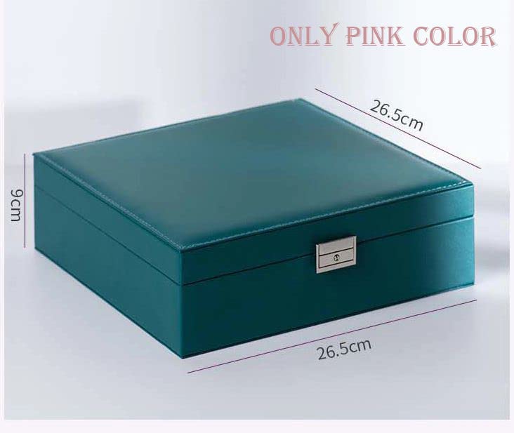KRETIX PU Leather Double Layers Jewelry Box Organizer for Women Girls Wife Ladies Kids Jewelry Case with Lock for Earrings, Necklaces, Bracelets, Bangles (1Pc,Pink) - Image 5