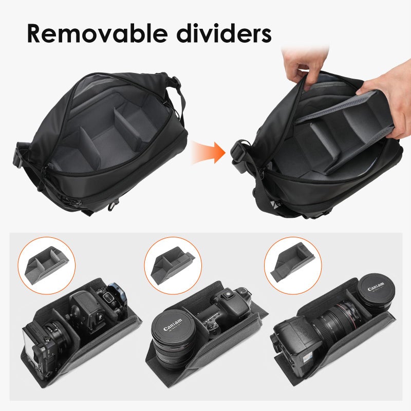 TARION Outdoor Camera Sling Bag - Compact 5.5L Messenger Case for Mirrorless - Expandable Wet/Dry Drawstring Pocket - Waterproof Crossbody with Tripod Holder - XProber - Image 5