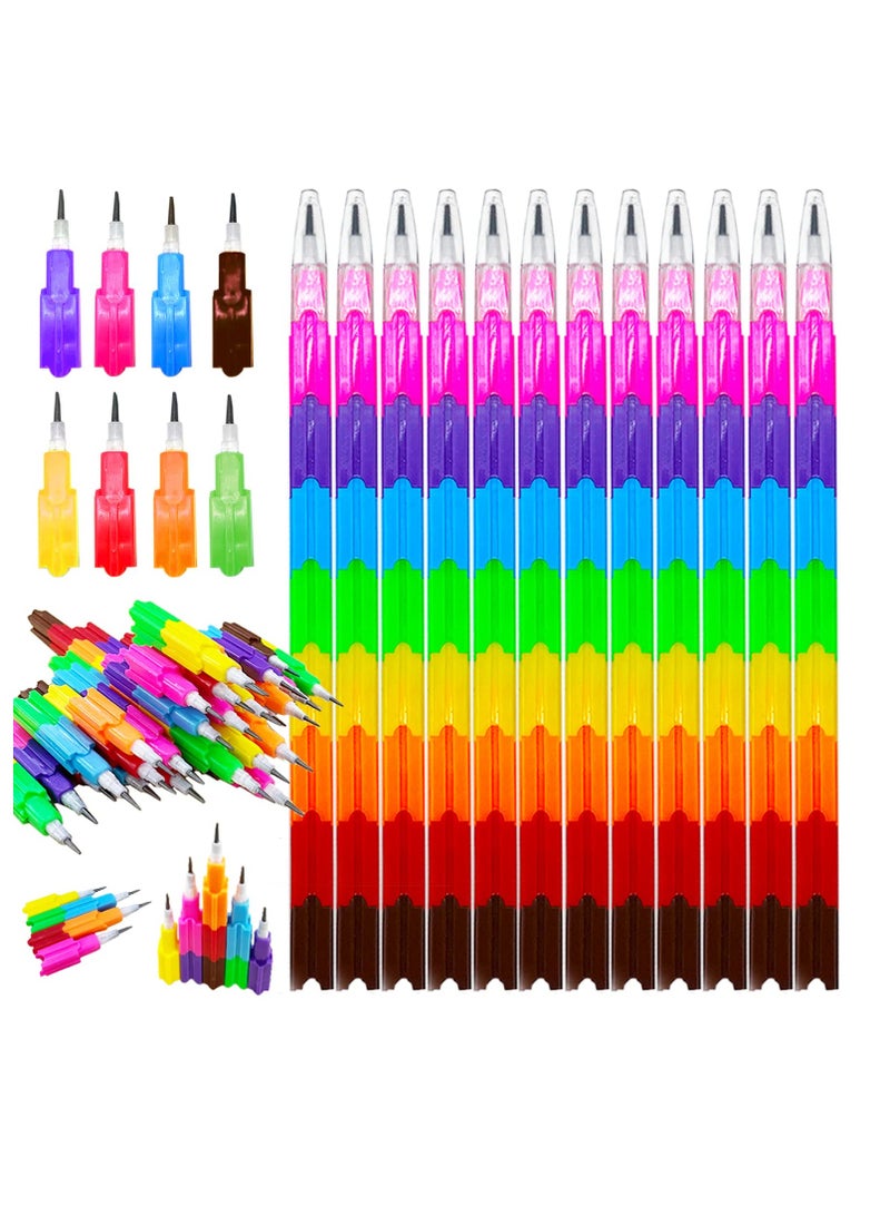 Excefore Stacking Pencils, 30 Pcs Non-Sharpening Stackable Pencil, Rainbow Buildable Pencil for Kids Writing, Drawing, Party Favor, School Supplies (8 Color) - Image 1