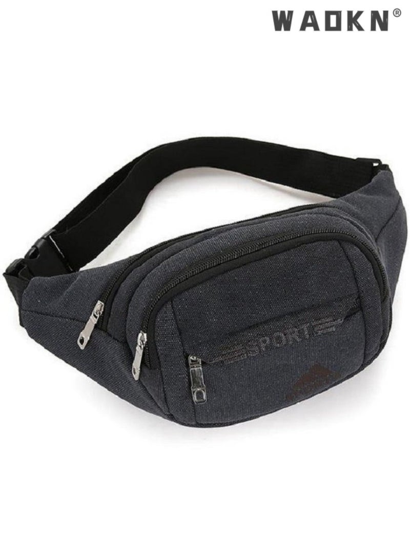 دبليو أيه أو كي أن الرياضة حقيبة الخصر Unisex PackWater واقية حزمة وارتداء ، ماء 4 جيوب البريدي فاني حزمة تشغيل حقيبة الخصر حقيبة حزام قابل للتعديل حقائب الخصر في الهواء الطلق تشغيل الماراثون الصالة الرياضية ركوب الدراجات الأسود - Image 4